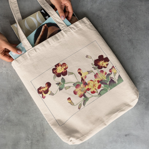 Vintage Zufu Tulips Burgundy Yellow Tote - Picture 2 of 5